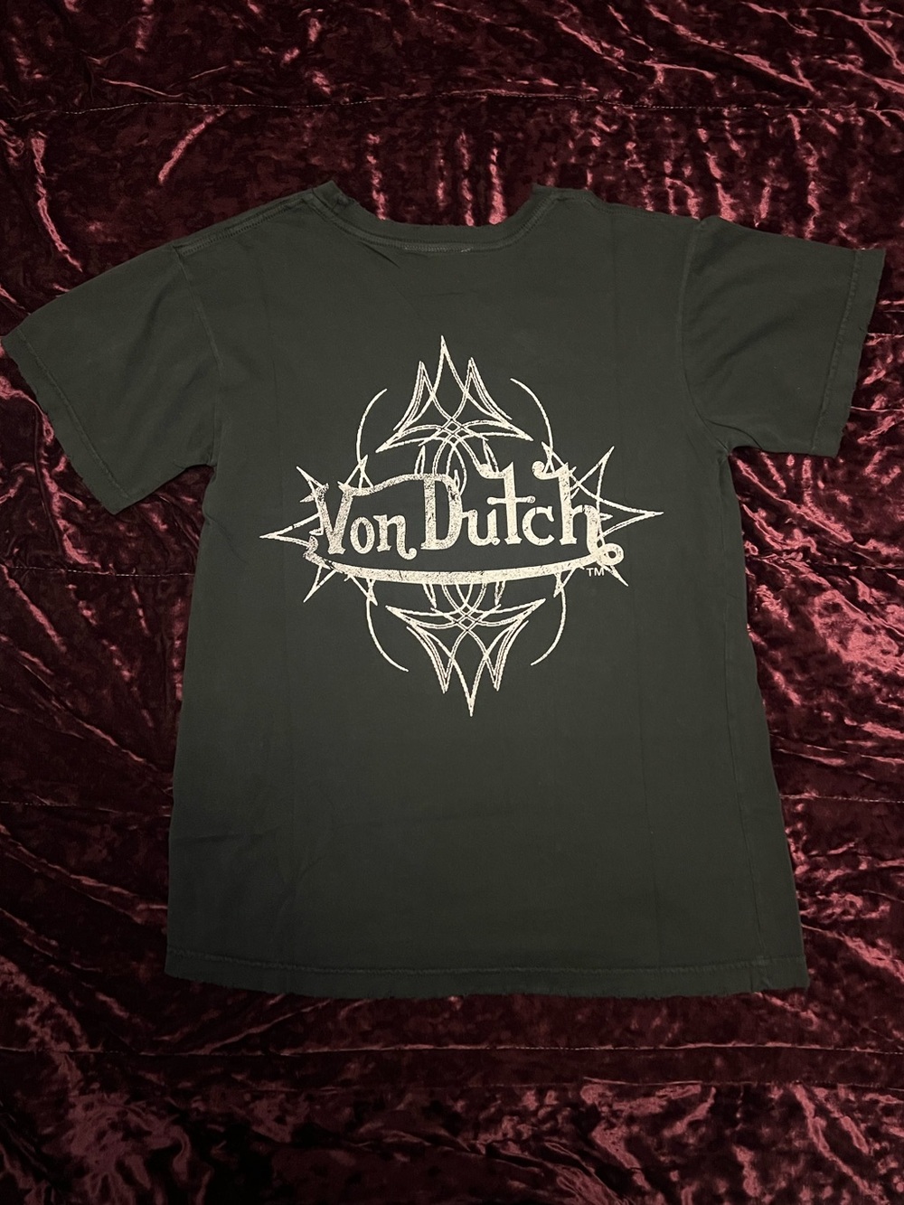 Von Dutch VINTAGE BLACK & WHITE DISTRESSED CHOPPER TEE